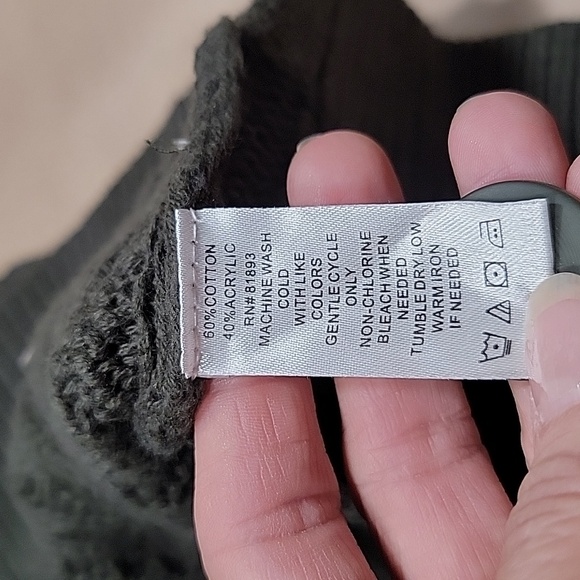 D&Co. (Denim & Company) Size M Dark Olive Green Cable Knit Duster Cardigan - Picture 12 of 13